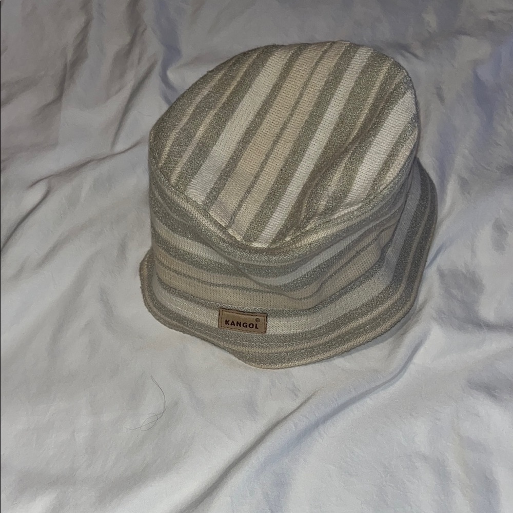 Kangol Gray and Cream Striped Hat